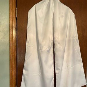 NWT Mori Lee White Satin Shoulder Wrap Scarf